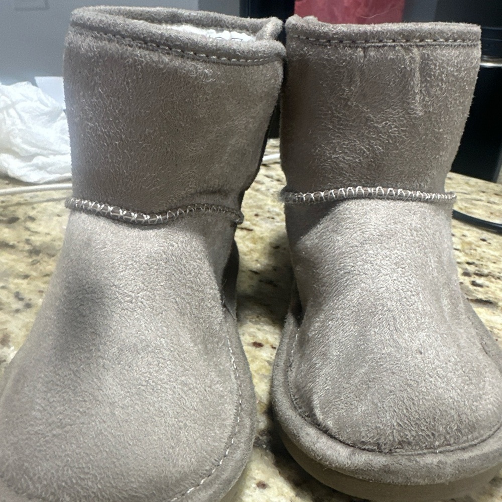 Carter's Plush Fleece-Lined Toddler Booties in Taupe